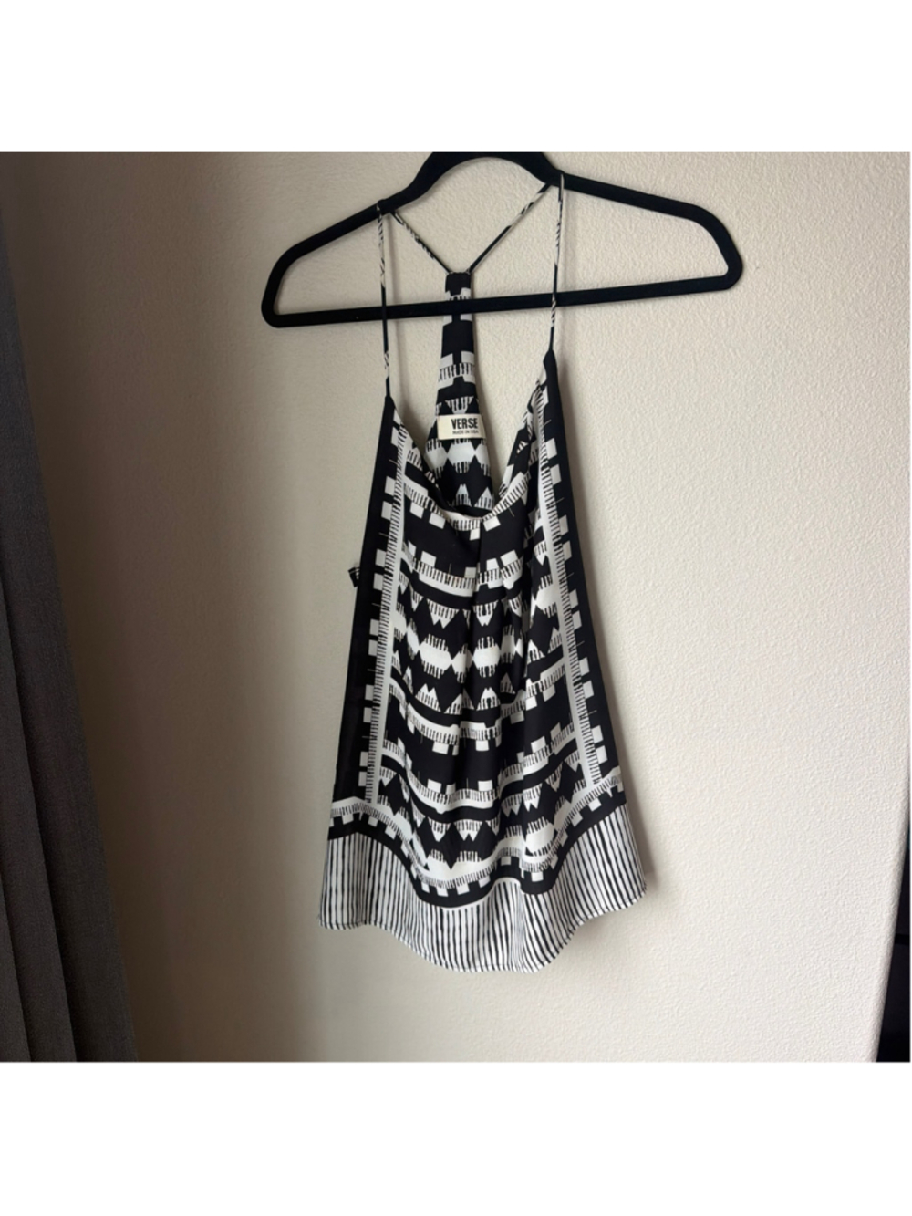 Storch fix Women's Verse Black and White Geometric Print Tank Top Size S